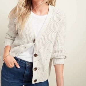 Old Navy Pointelle Knit Button Front Slouchy Neutral
Chunky Cardigan Sweater